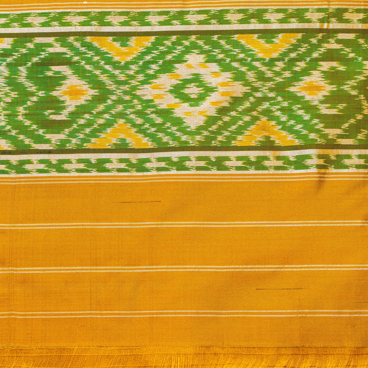 Ikatan Yellow & Orange Mulberry Silk Pochampally Ikat Saree Ikatan