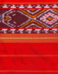 Ikatan Green & Red Mulberry Silk Patola Ikat Saree Ikatan