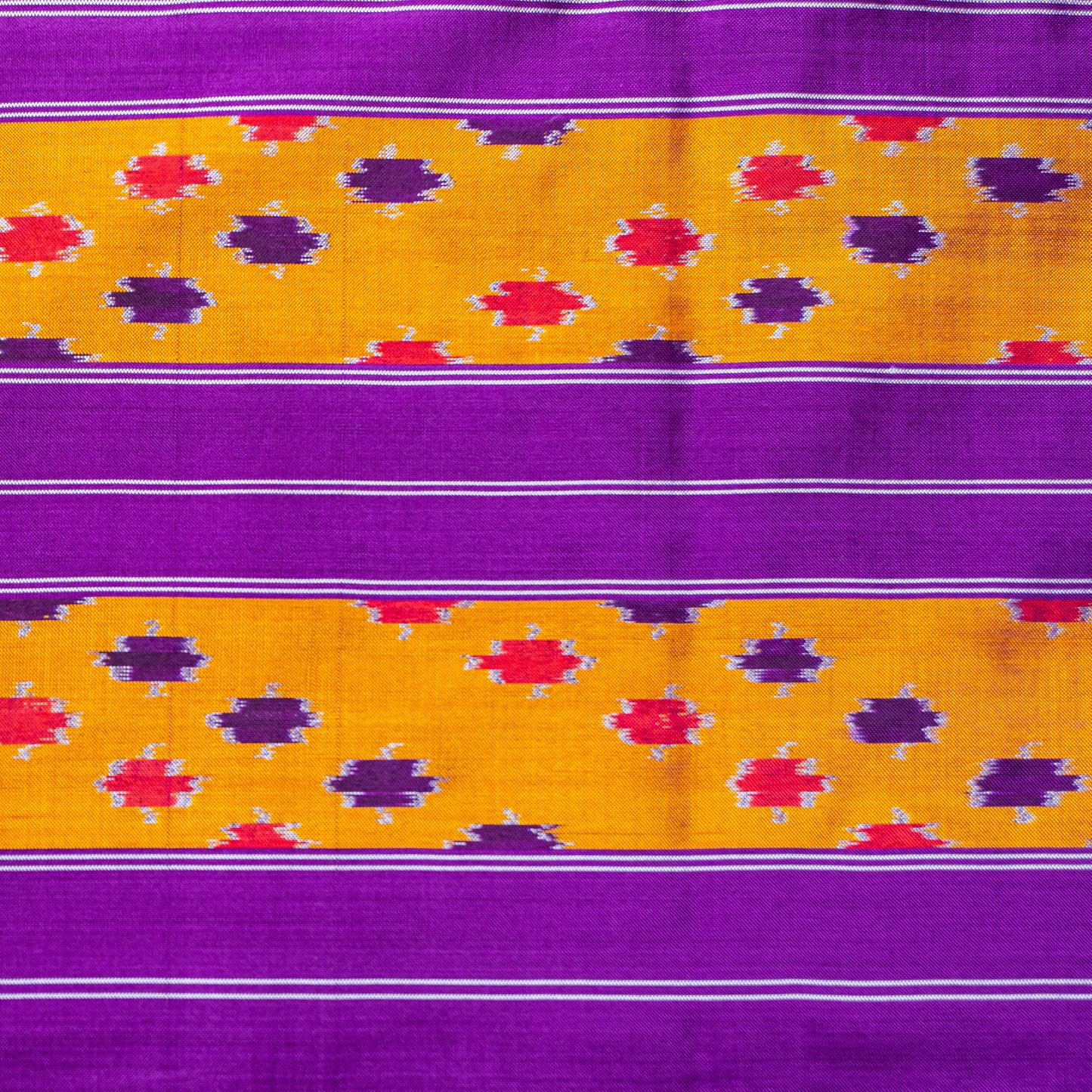 Ikatan Yellow & Purple Mulberry Silk Odisha Ikat Saree Ikatan