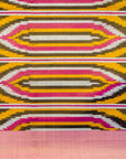 Ikatan Parrot Green & Peach Mulberry Silk Patola Ikat Saree Ikatan