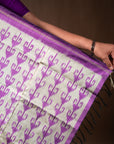 Bibhu Mohapatra Purple & Silver Mulberry Silk Pochampally Ikat Saree Ikatan