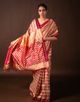 Bibhu Mohapatra Red & Yellow Mulberry Silk Pochampally Ikat Saree Ikatan