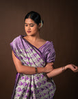 Bibhu Mohapatra Iris Purple with Silver Mulberry Silk Pochampally Ikat Saree Ikatan