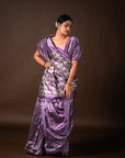 Bibhu Mohapatra Iris Purple with Silver Mulberry Silk Pochampally Ikat Saree Ikatan
