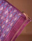 Bibhu Mohapatra Mauve & White Mulberry Silk Ikat Saree Ikatan