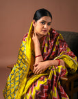 Ikatan Brown & Yellow Mulberry Silk Odisha Ikat Saree Ikatan