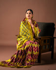 Ikatan Brown & Yellow Mulberry Silk Odisha Ikat Saree Ikatan