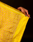 Bibhu Mohapatra Yellow & Pink Mulberry Silk Pochampally Ikat Saree Ikatan