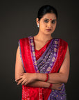 Ikatan Violet & Red Mulberry Silk Odisha Ikat Saree Ikatan