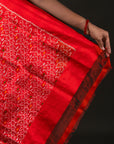 Ikatan Violet & Red Mulberry Silk Odisha Ikat Saree Ikatan