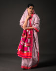 Ikatan Mauve & Pink Mulberry Silk Pochampally Ikat Saree Ikatan