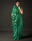 Ikatan Green Mulberry Silk Pochampally Ikat Saree Ikatan