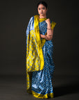 Ikatan Blue & Yellow Mulberry Silk Odisha Ikat Saree Ikatan