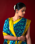 Ikatan Ice Blue & Yellow Mulberry Silk Odisha Ikat Saree Ikatan