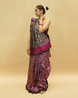 Magenta & Brown Mulberry Silk Odisha Ikat Saree