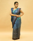 Dual Shaded Blue Mulberry Silk Pochampally Ikat Saree