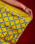Ikatan Ice Blue & Yellow Mulberry Silk Odisha Ikat Saree Ikatan