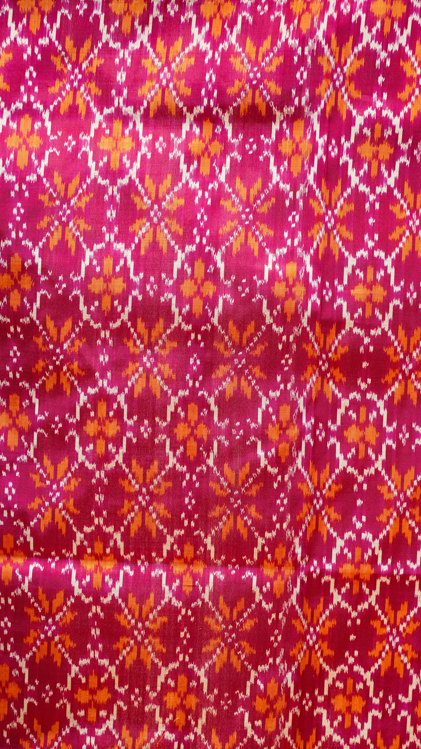 Turquoise Green & Magenta Mulberry Silk Pochampally Ikat Saree