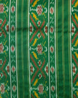 Rust Orange & Green Mulberry Silk Pochampally Ikat Saree