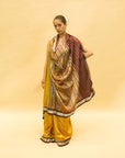 Dark Yellow & Brown Mulberry Silk Odisha Ikat Saree