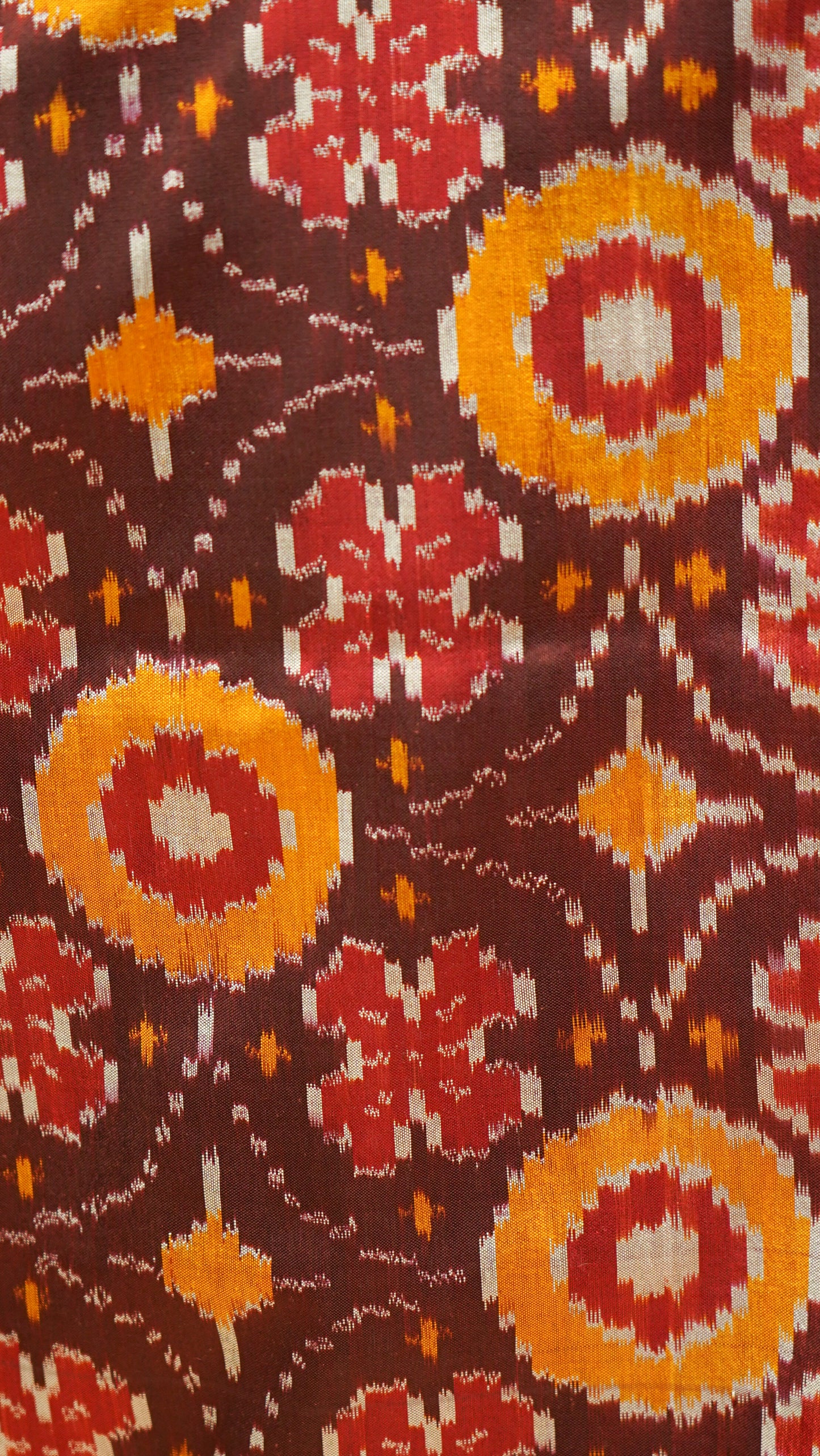 Maroon & Yellow Mulberry Silk Pochampally Ikat Saree
