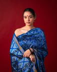 Ikatan Electric Blue Mulberry Silk Odisha Ikat Saree Ikatan
