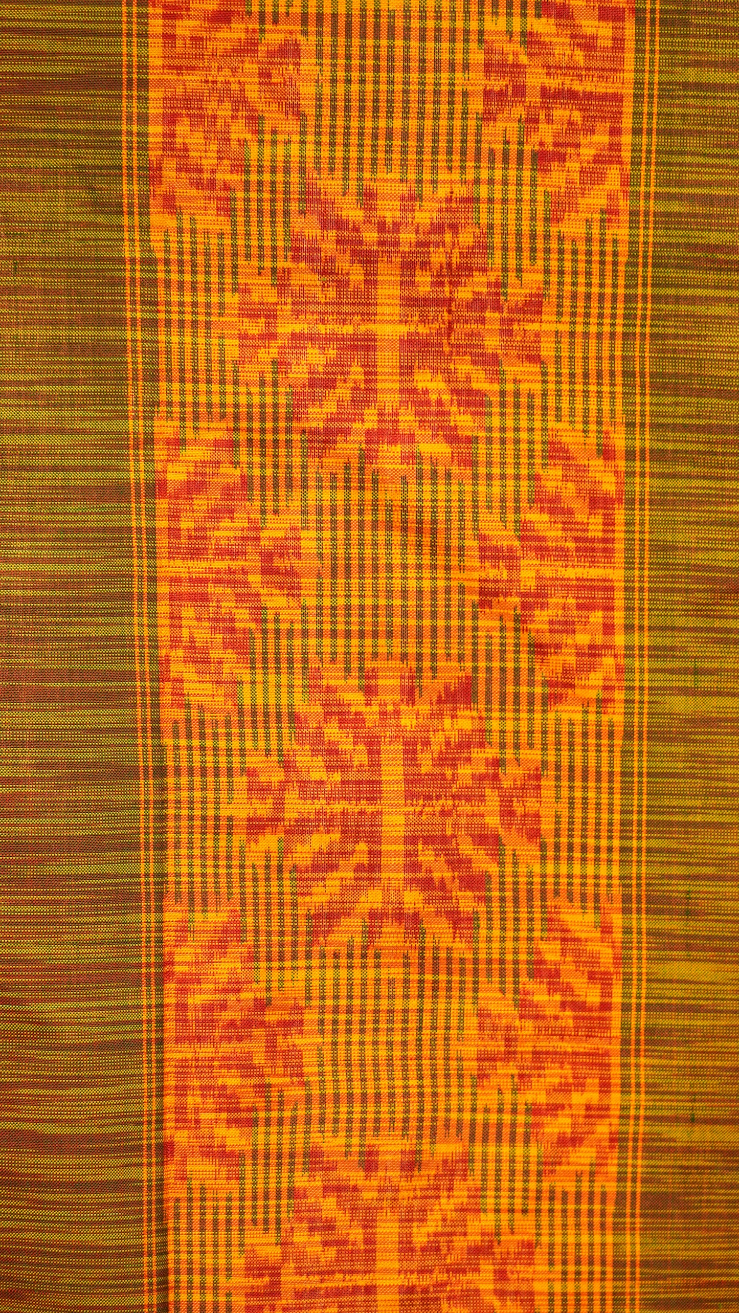 Mustard Yellow Mulberry Silk Uzbek-Style Double Warp Ikat Saree