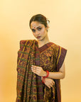 Brown & Yellow Mulberry Silk Khandua Ikat Saree