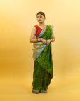 Bibhu Mohapatra Green & Orange Mulberry Silk Odisha Ikat Saree