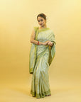Bibhu Mohapatra Sage Green Mulberry Silk Pochampally Ikat Saree