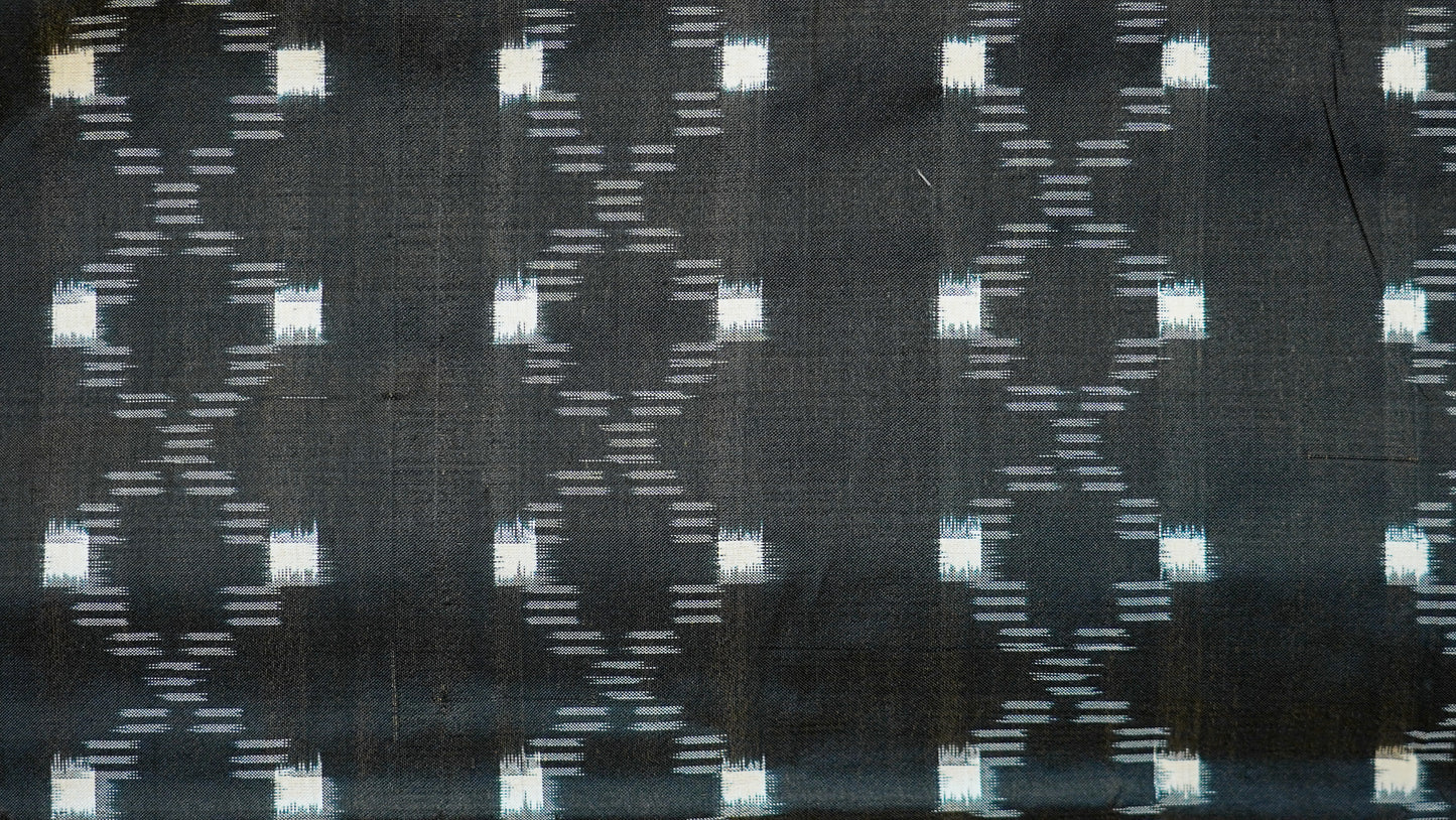 Grey & Black Mulberry Silk Pochampally Double Warp Ikat Saree