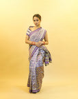 Bibhu Mohapatra Lavender & Grey Mulberry Silk Pochampally Ikat Saree