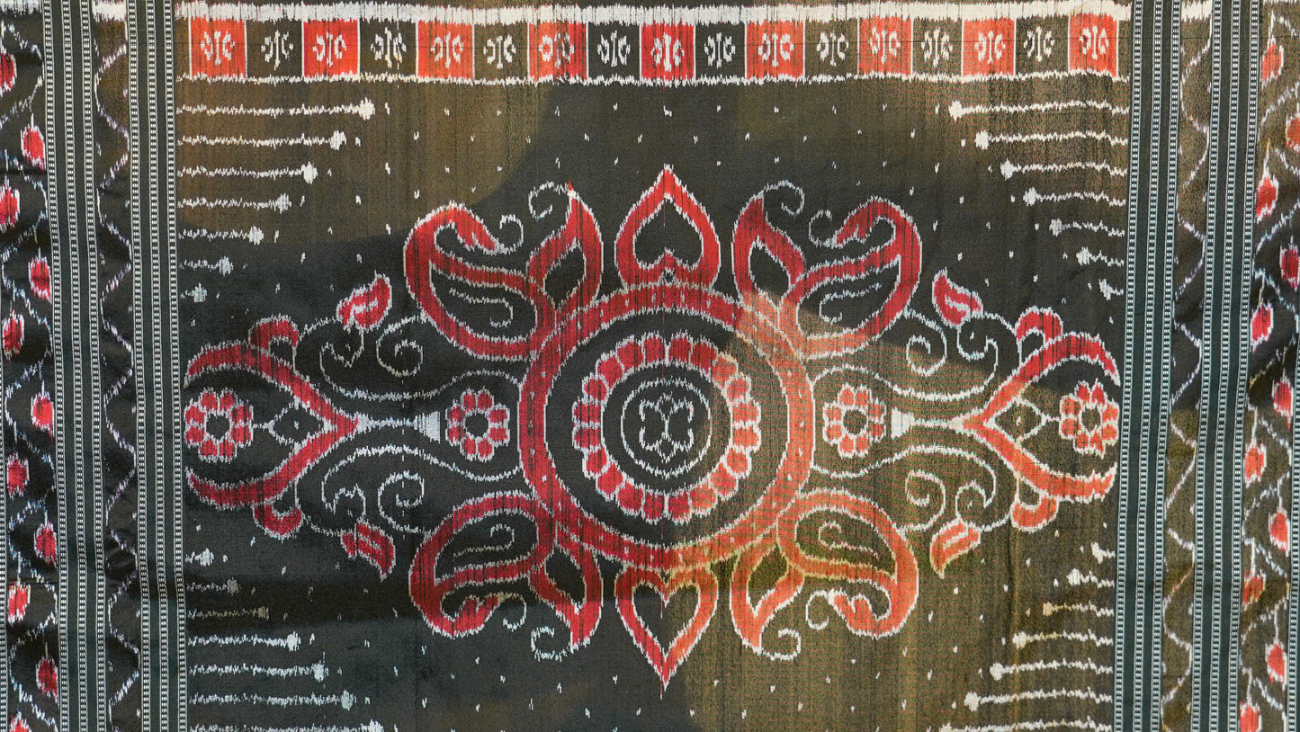 Purple & Black Mulberry Silk Odisha Ikat Saree