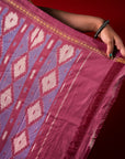 Ikatan Blue and Mauve Mulberry Silk Pochampally Ikat Saree Ikatan