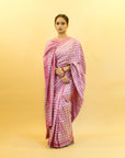 Bibhu Mohapatra Pink & White Mulberry Silk Pochampally Ikat Saree