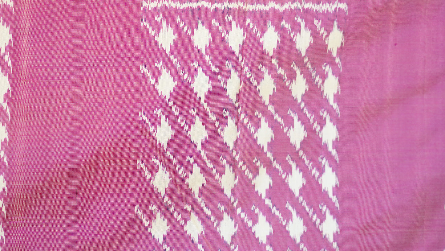 Bibhu Mohapatra Pink & White Mulberry Silk Pochampally Ikat Saree