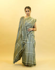 Bibhu Mohapatra Grey Mulberry Silk Pochampally Ikat Saree