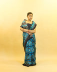 Bibhu Mohapatra Blue & Silver Mulberry Silk Odisha Ikat Saree