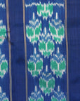 Blue & Sea Green Mulberry Silk Pochampally Geometric Ikat Saree