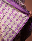 Bibhu Mohapatra Purple & Silver Mulberry Silk Pochampally Ikat Saree