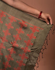 Bibhu Mohapatra Olive Green Mulberry Silk Odisha Ikat Saree Ikatan