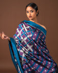 Bibhu Mohapatra Blue & Purple Mulberry Silk Odisha Ikat Saree Ikatan