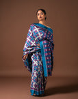 Bibhu Mohapatra Blue & Purple Mulberry Silk Odisha Ikat Saree Ikatan