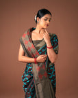 Bibhu Mohapatra Blue & Black Mulberry Silk Odisha Ikat Saree Ikatan