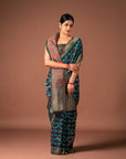 Bibhu Mohapatra Blue & Black Mulberry Silk Odisha Ikat Saree Ikatan