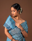 Bibhu Mohapatra Blue Mulberry Silk Pochampally Ikat Saree Ikatan