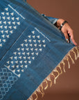 Bibhu Mohapatra Blue Mulberry Silk Pochampally Ikat Saree Ikatan