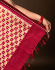 Bibhu Mohapatra Grey & Red Mulberry Silk Pochampally Ikat Saree Ikatan
