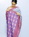 Ikatan Grey & Mauve Mulberry Silk Ikat Saree Ikatan