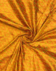 Ochre Yellow & Green Raw Silk Pochampally Ikat Fabric